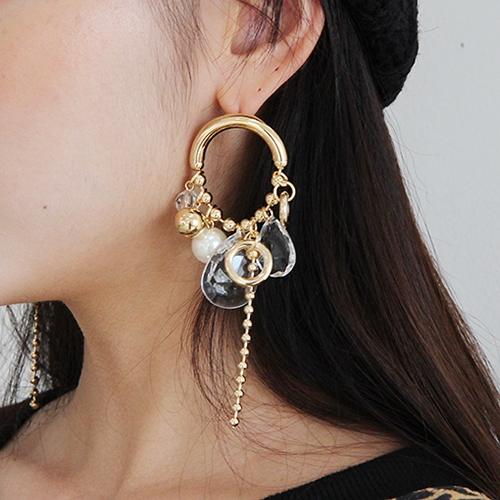 gold jewel circle earring