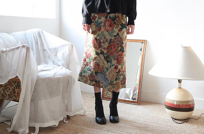 jacquard slit long skirt (2 colors)