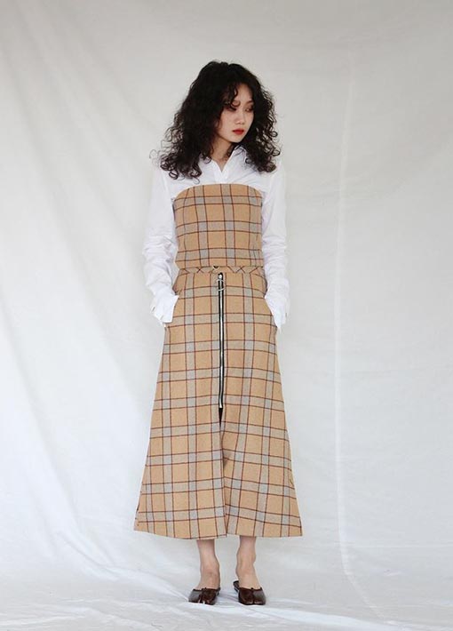 check corset &amp; long skirt (3 colors)